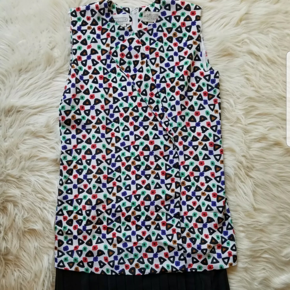 Vtg Drop Waist Pleated Dress Liz Roberts Size 12 P